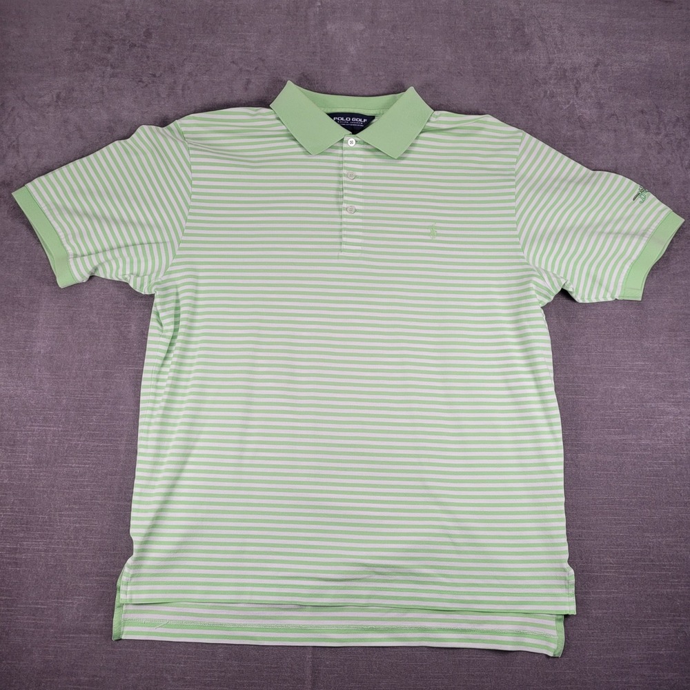 Polo Golf Ralph Lauren Striped Pima Cotton Skull Bulls Bay‎ Logo Polo Shirt L